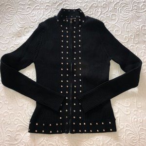 Kenar Black Studded Ribbed Top